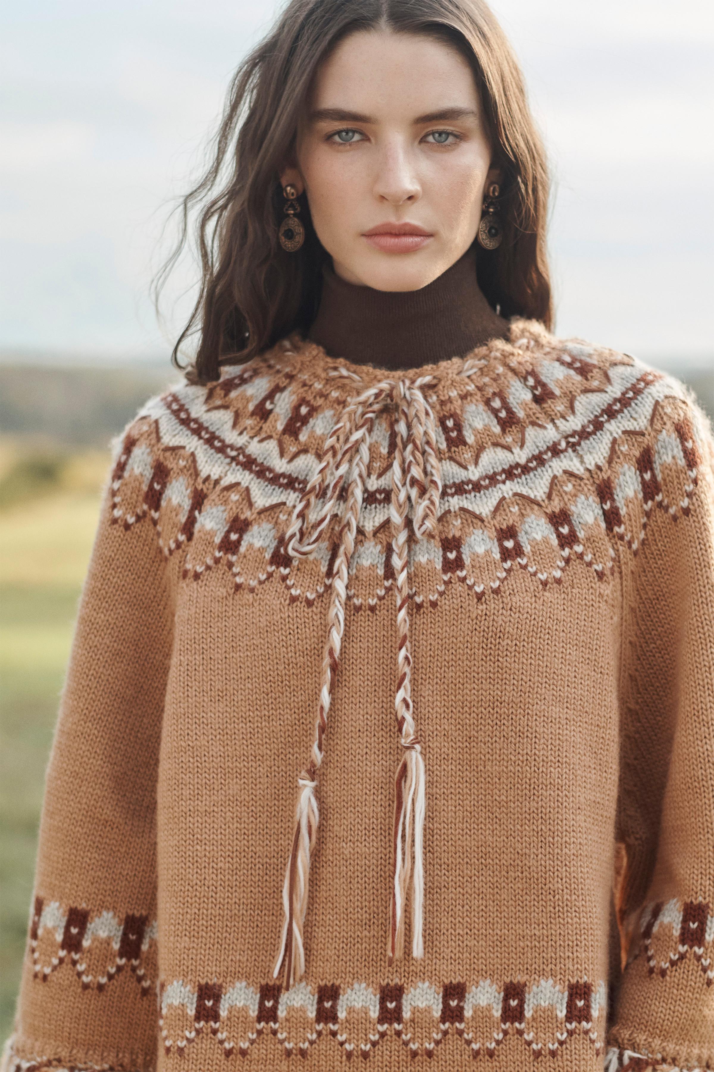 LIMITED EDITION 100% WOOL JACQUARD KNIT PONCHO